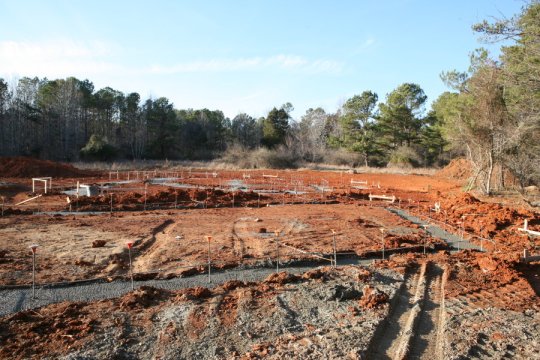 Southeast view of footings, including garage